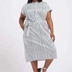 Universal Standard Santorini Fine Cotton Striped Shirt Dress - Size 22W - 24W